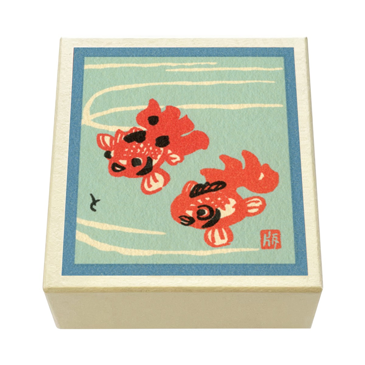 版画紙箱 おはこ 季節のおはこ 水無月・文月・葉月 金魚 流水金魚