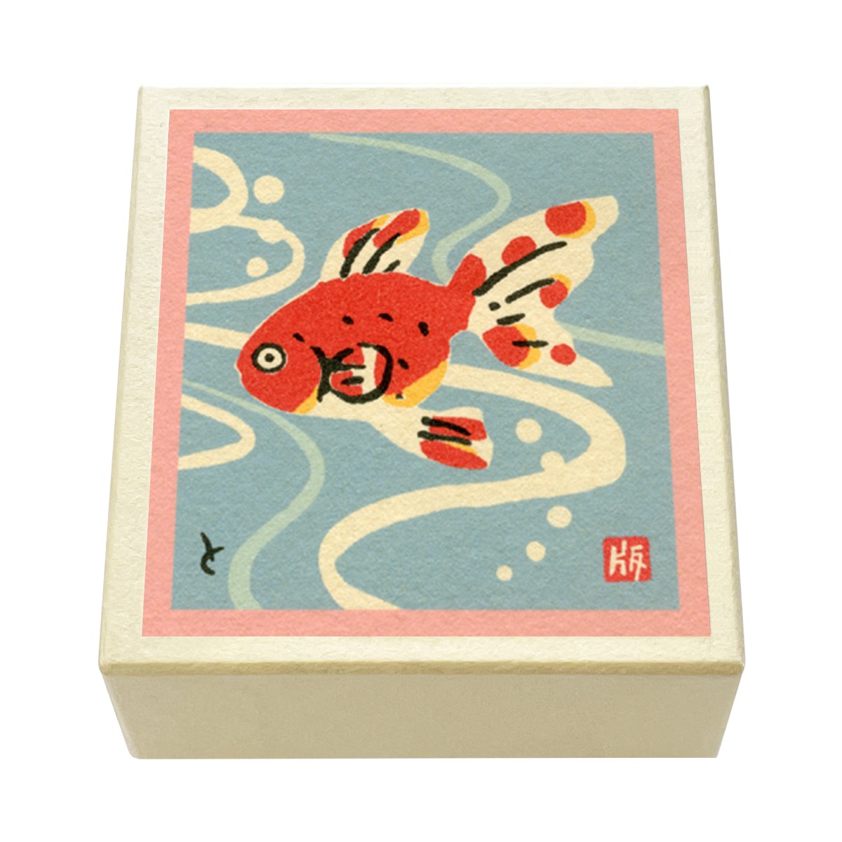 版画紙箱 おはこ 季節のおはこ 水無月・文月・葉月 金魚 班入金魚