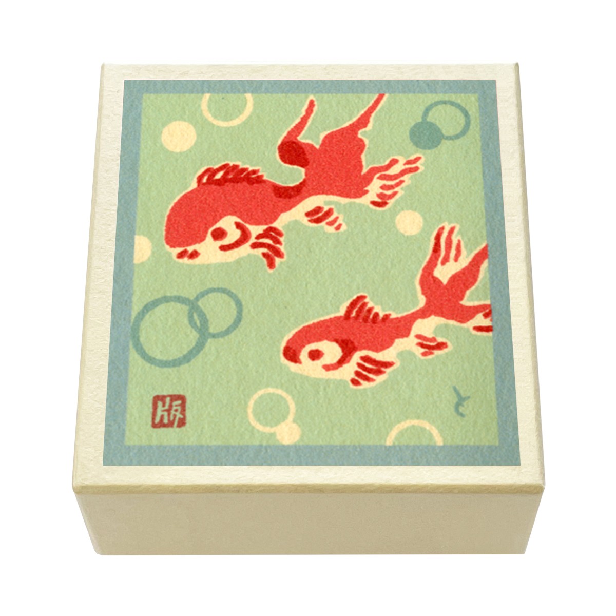 版画紙箱 おはこ 季節のおはこ 水無月・文月・葉月 金魚 水玉金魚