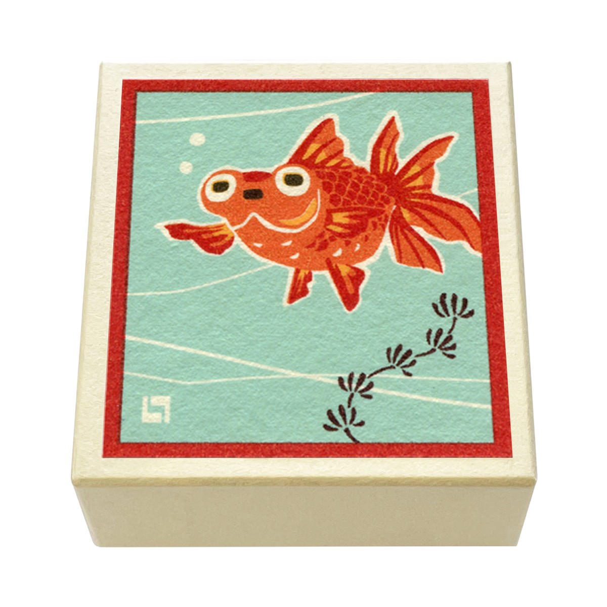 版画紙箱 おはこ 季節のおはこ 水無月・文月・葉月 金魚 山口哲司 赤枠 赤金魚