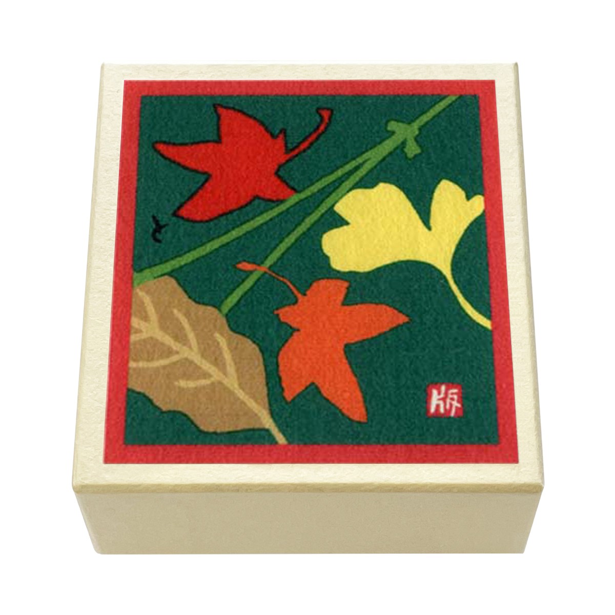 版画紙箱 おはこ 季節のおはこ 長月 秋 吹き寄せ（緑）