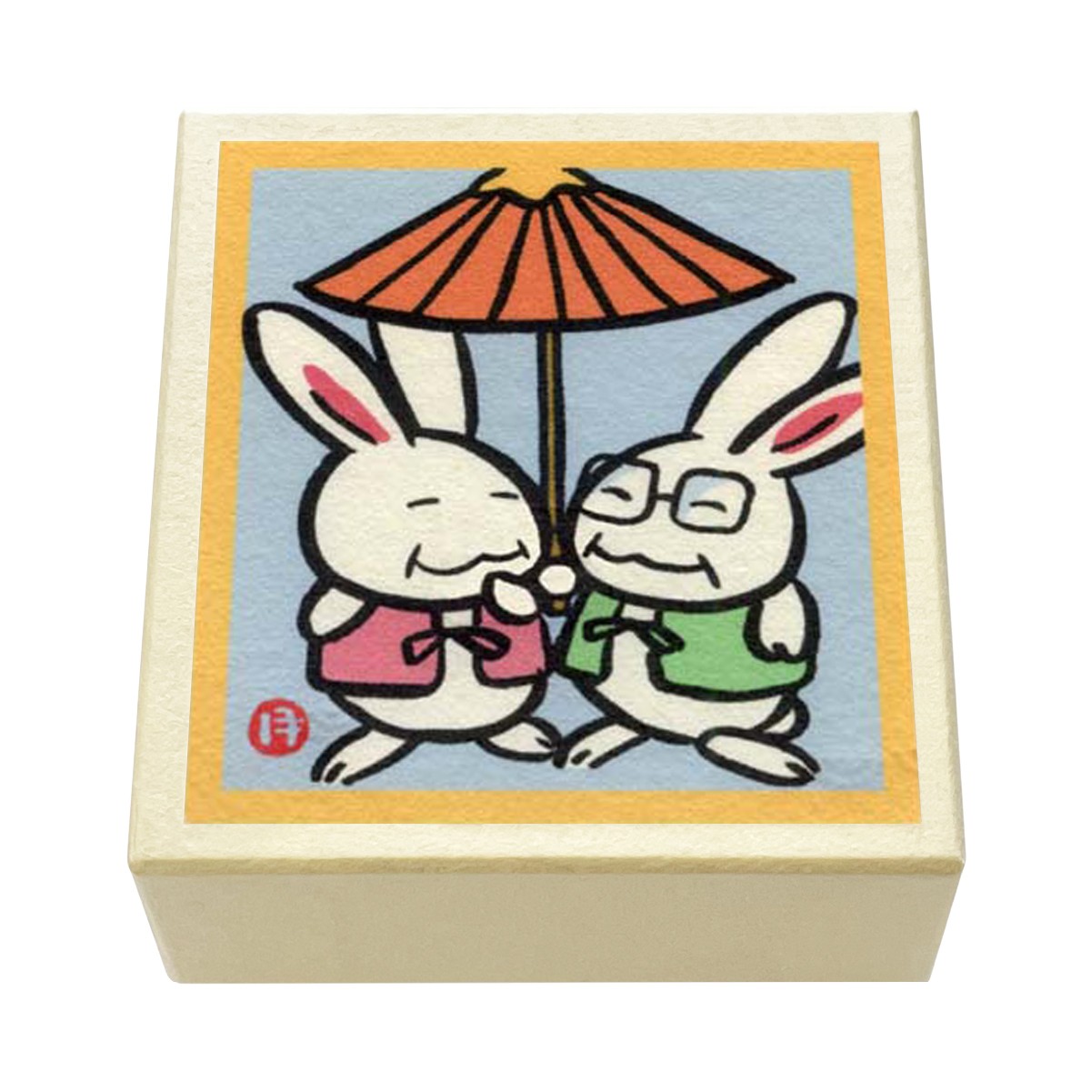版画紙箱 おはこ 季節のおはこ 長月 敬老の日 西村月 相合い傘