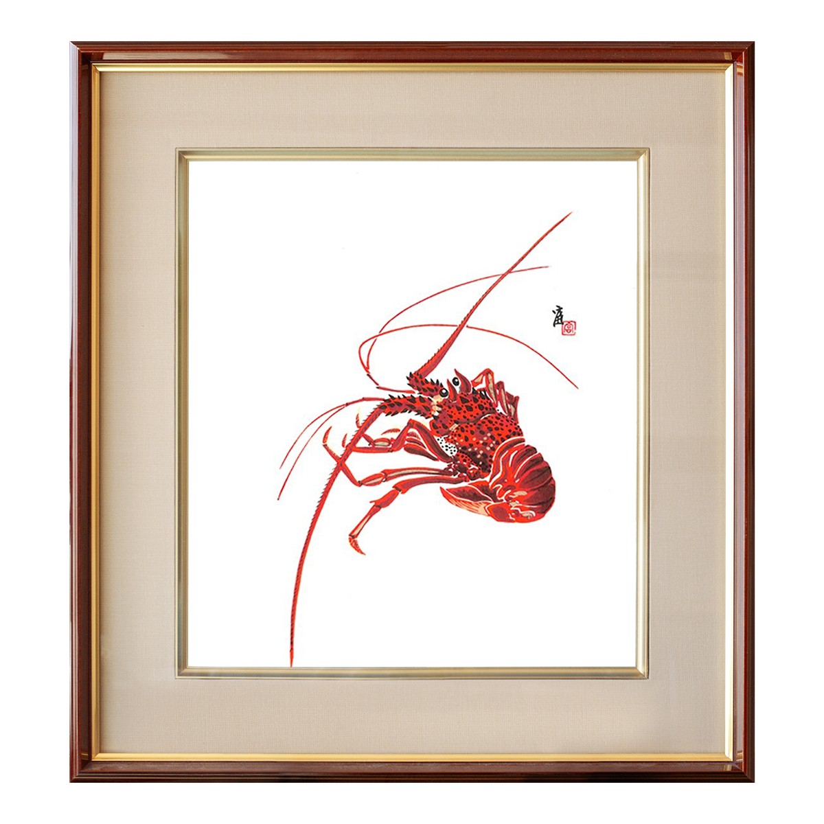 【正月や】徳力富吉郎 木版画 色紙 伊勢海老 2枚目