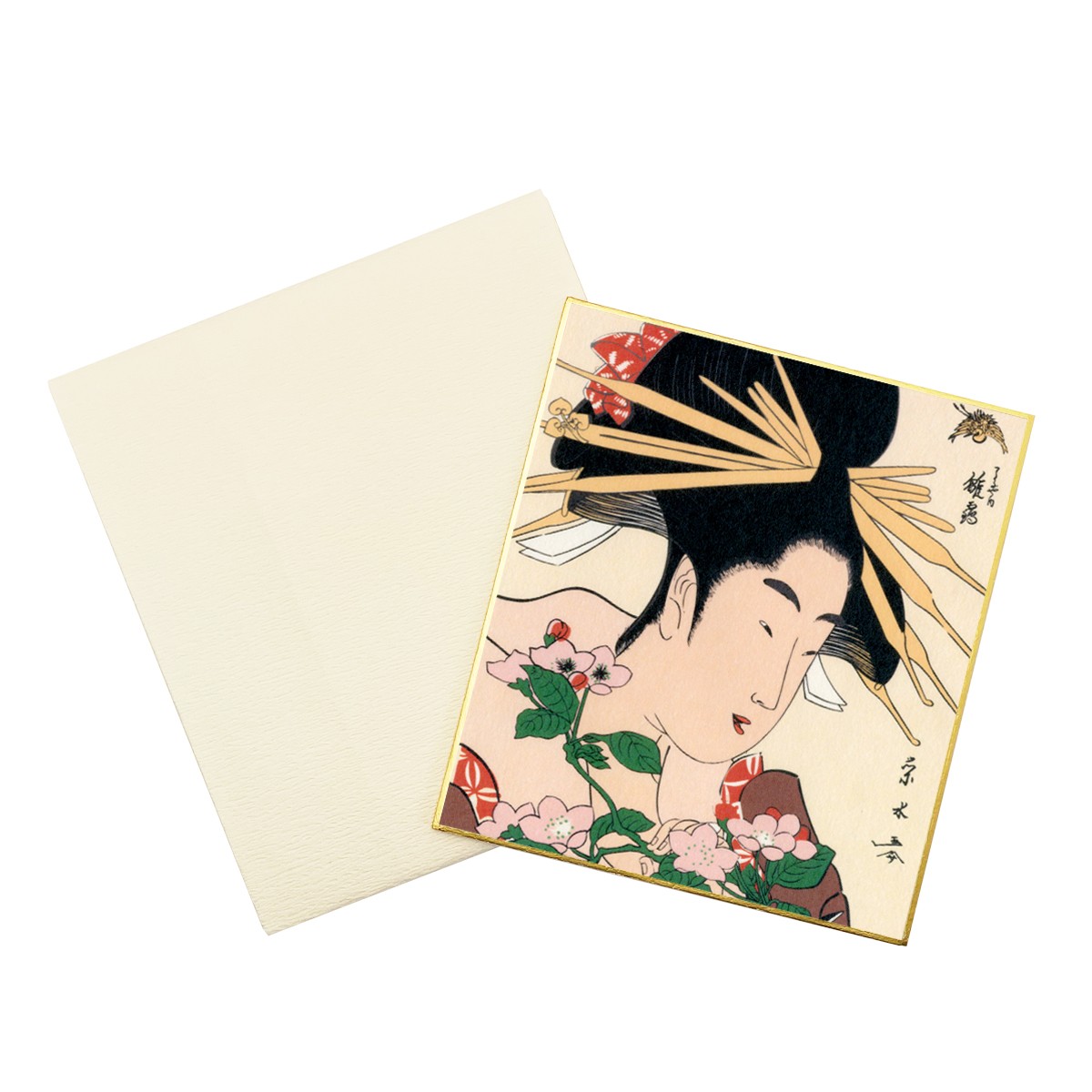浮世絵小色紙　一楽亭栄水 長治屋の花魁雛鶴 2枚目