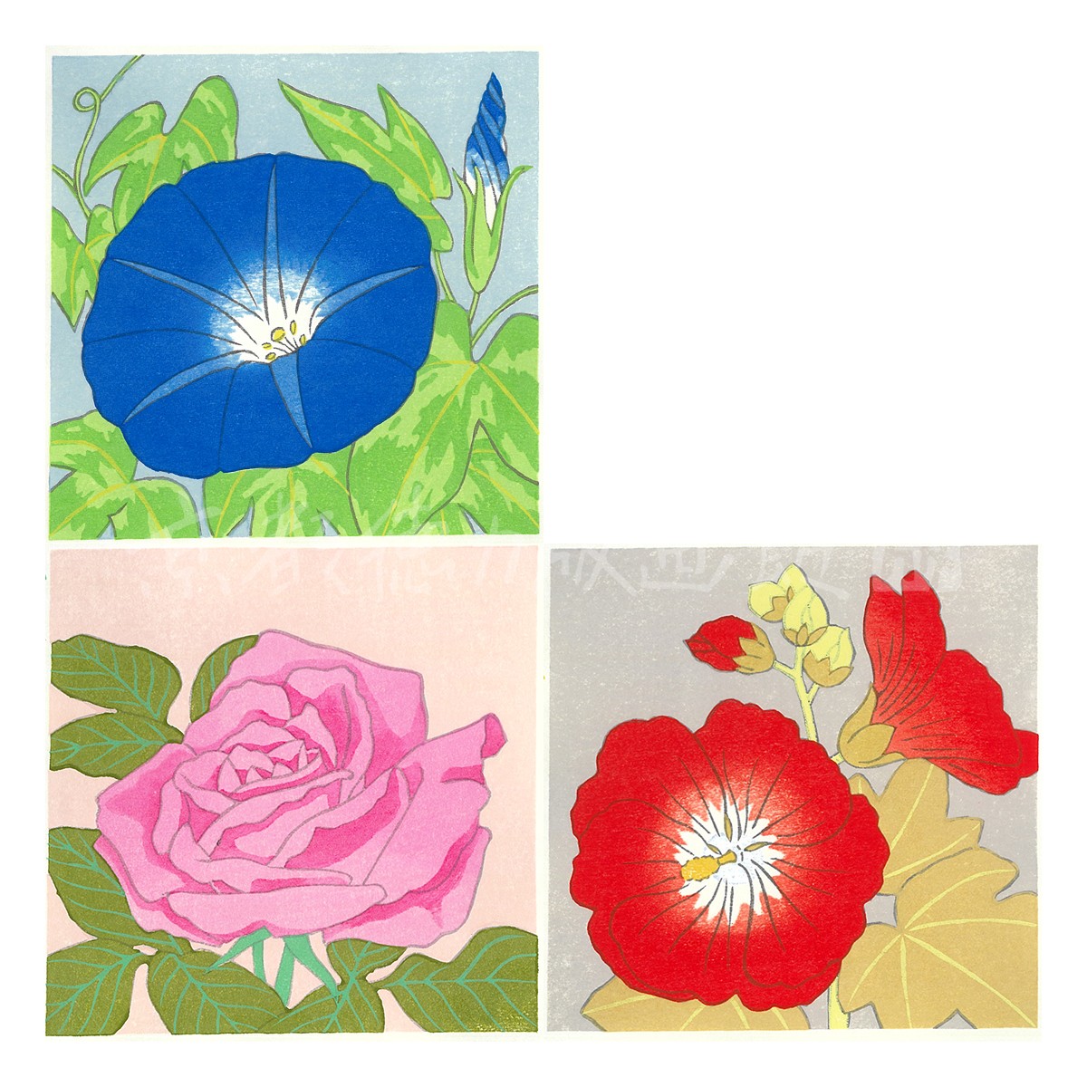 木版画 花ことば夏