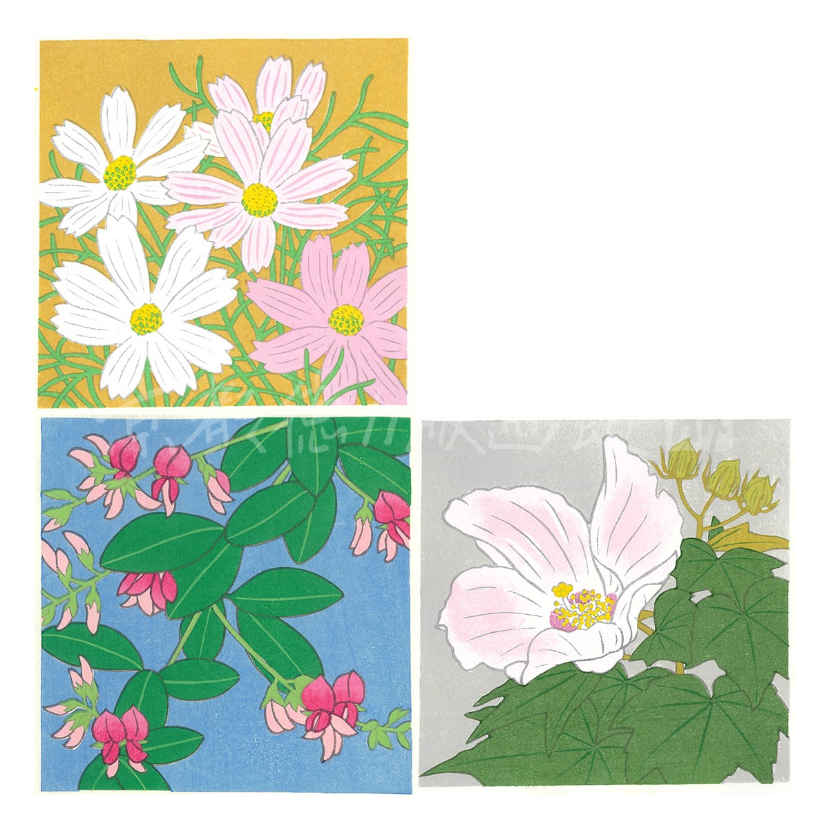 木版画 花ことば秋