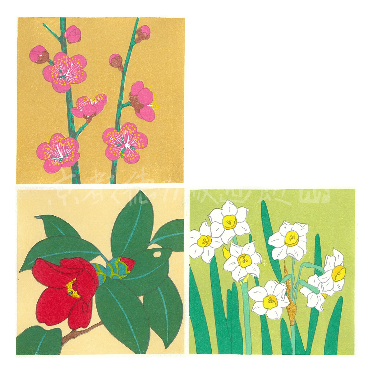 木版画 花ことば冬