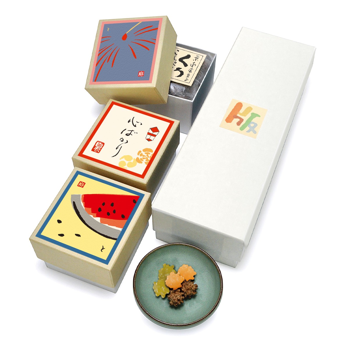 版画紙箱おはこ こんぺい三箱 詰め合わせ ギフト箱入 （黒糖・抹茶・肉桂こんぺい 各60g入） 2枚目
