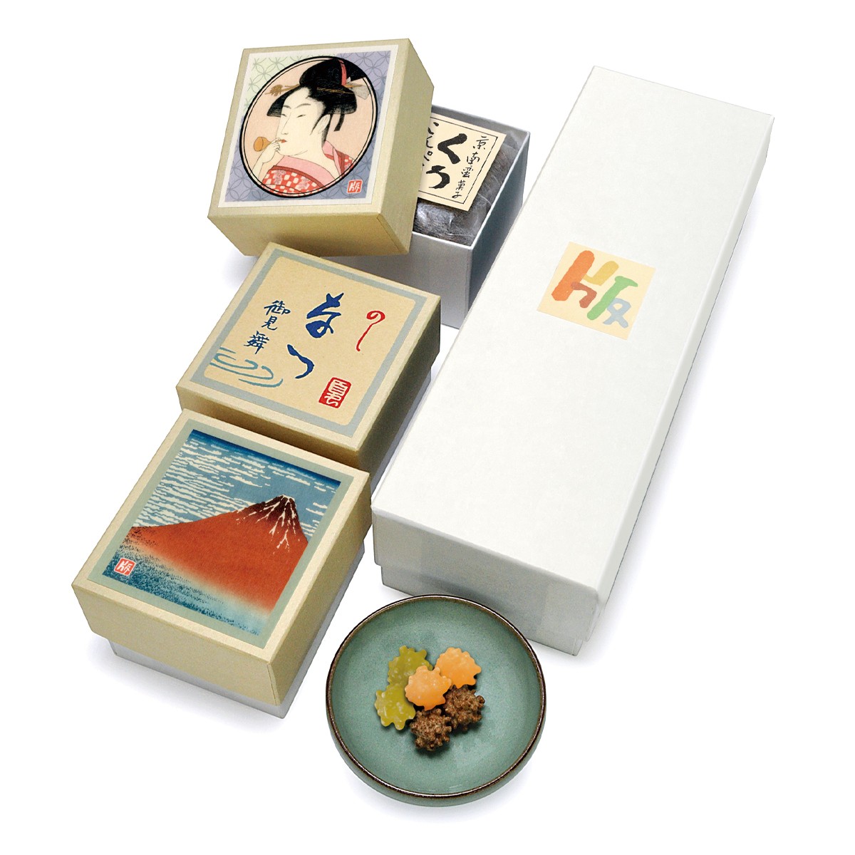 版画紙箱おはこ こんぺい三箱 詰め合わせ ギフト箱入 （黒糖・抹茶・肉桂こんぺい 各60g入） 3枚目