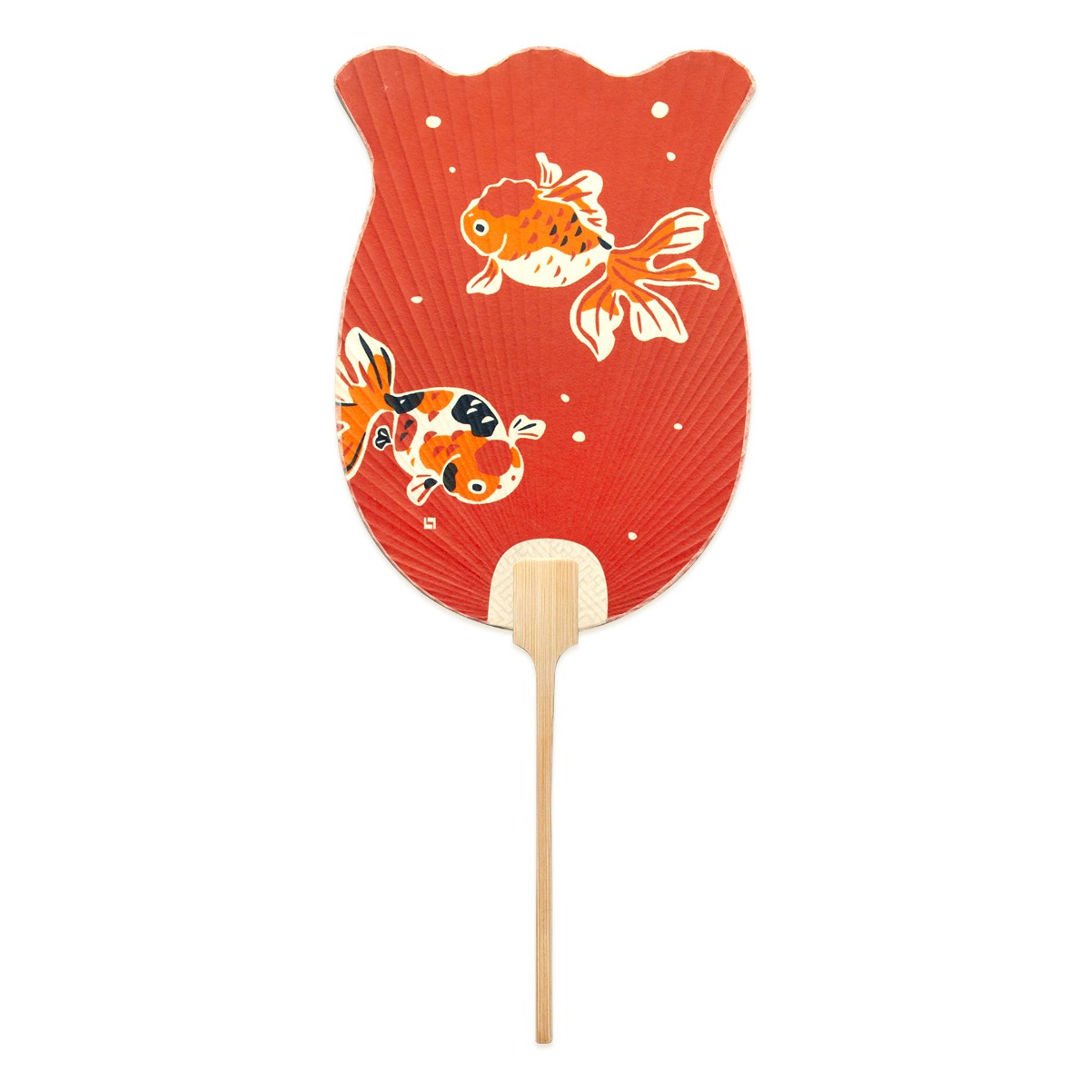 徳力版画 団扇 金魚鉢型 赤金魚 2枚目