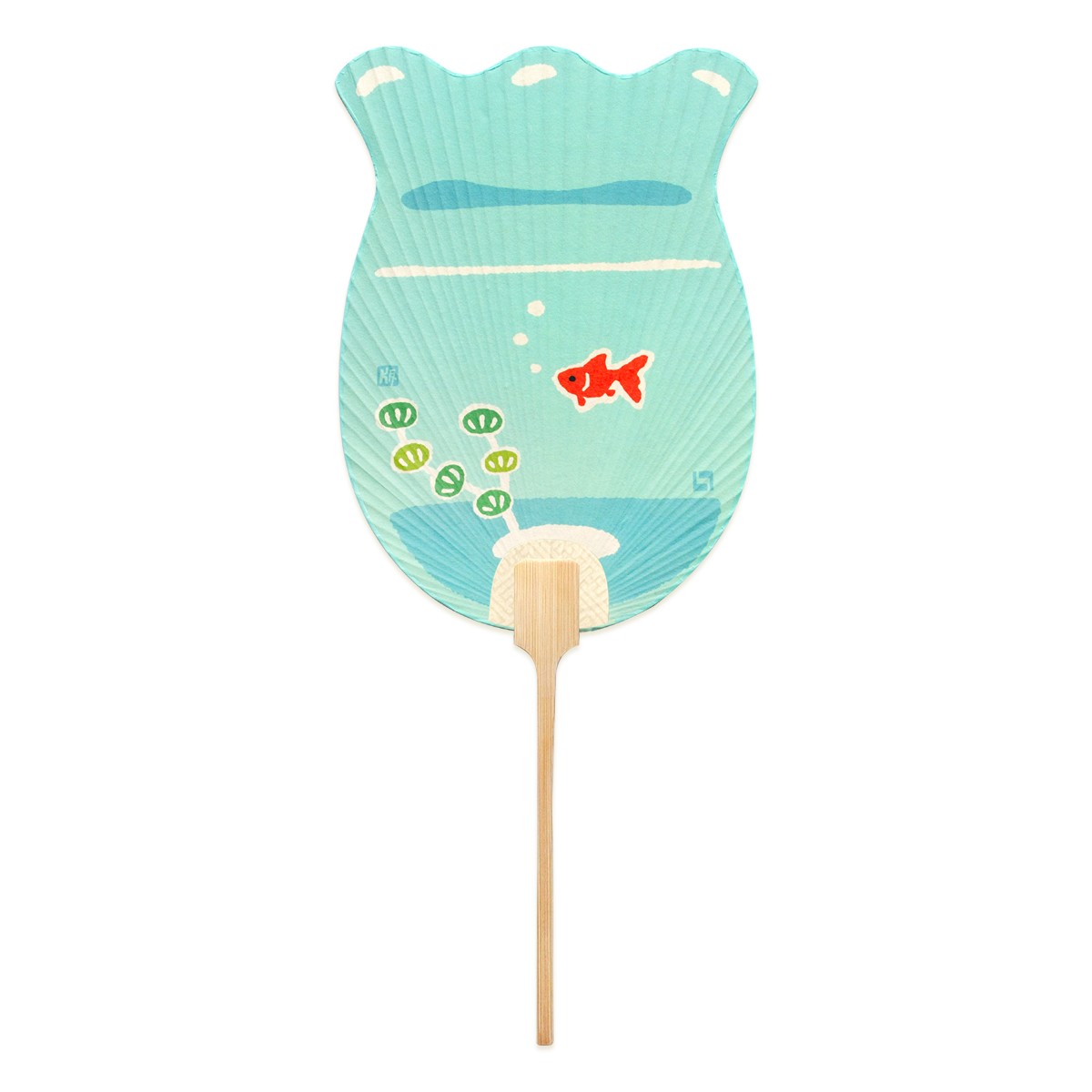 徳力版画 団扇 金魚鉢型 金魚鉢 2枚目
