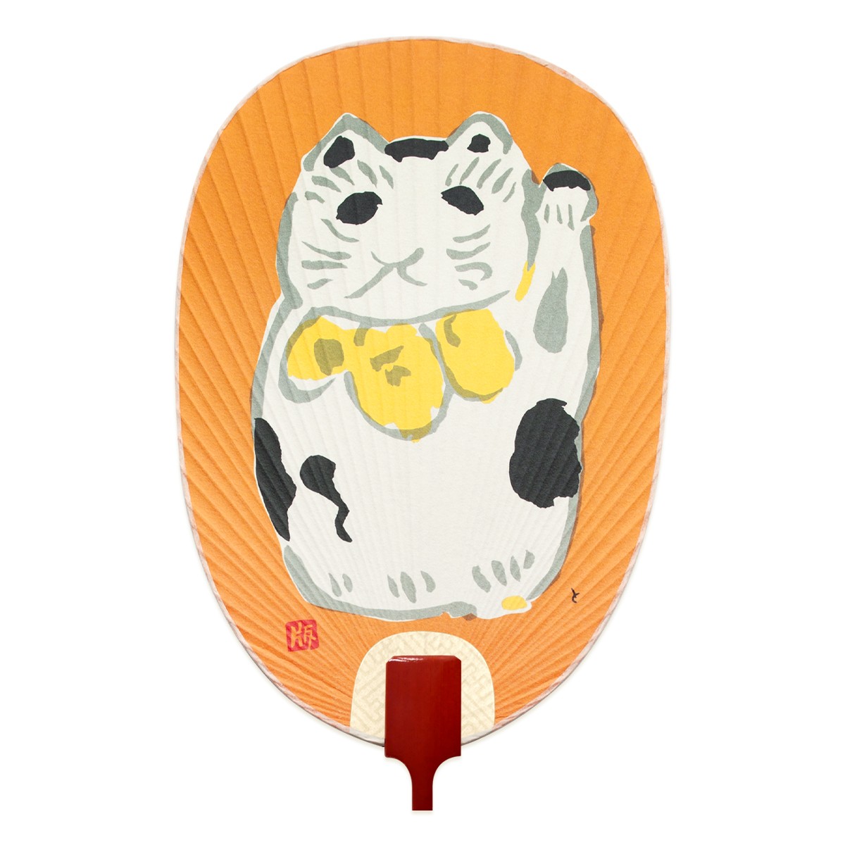 徳力版画 団扇 招き猫