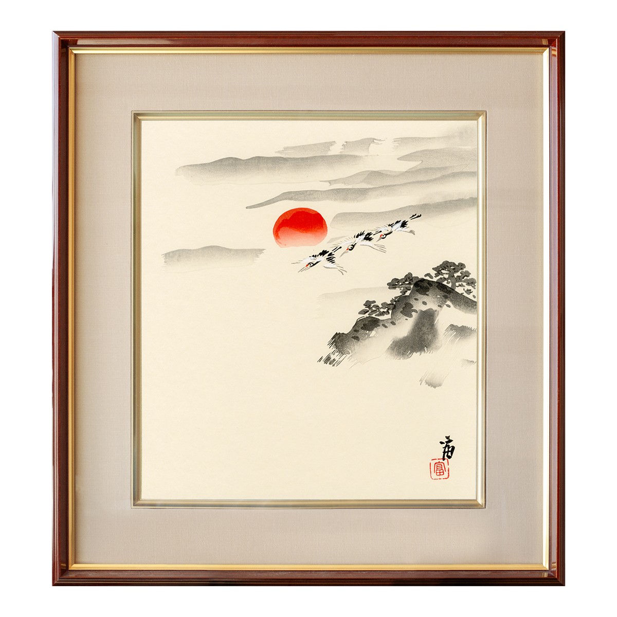 【正月や】徳力富吉郎 木版画 色紙 日の出 2枚目