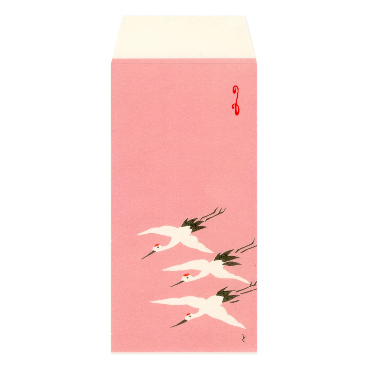 大ぽち袋 鶴三羽(ピンク)(3枚入)