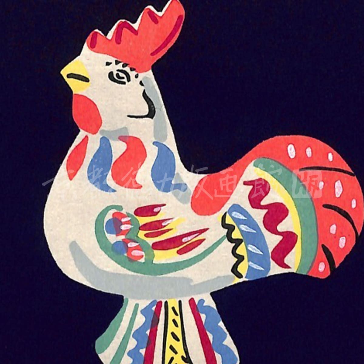 徳力富吉郎 木版画 小版 スエーデンのニワトリ 2枚目