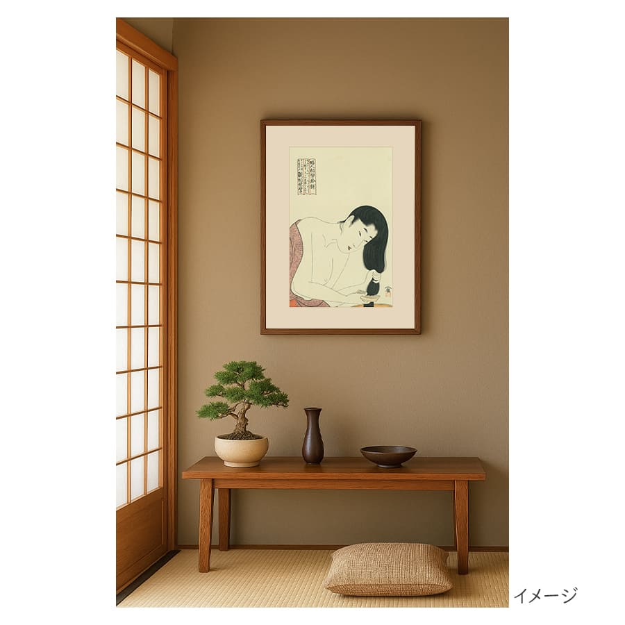 徳力版画 木版画 復刻版浮世絵 喜多川歌麿 婦人相學十躰 婦人髪すき 5枚目