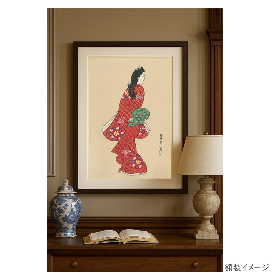 徳力版画 木版画 復刻版浮世絵 菱川師宣 見返り美人図 2枚目