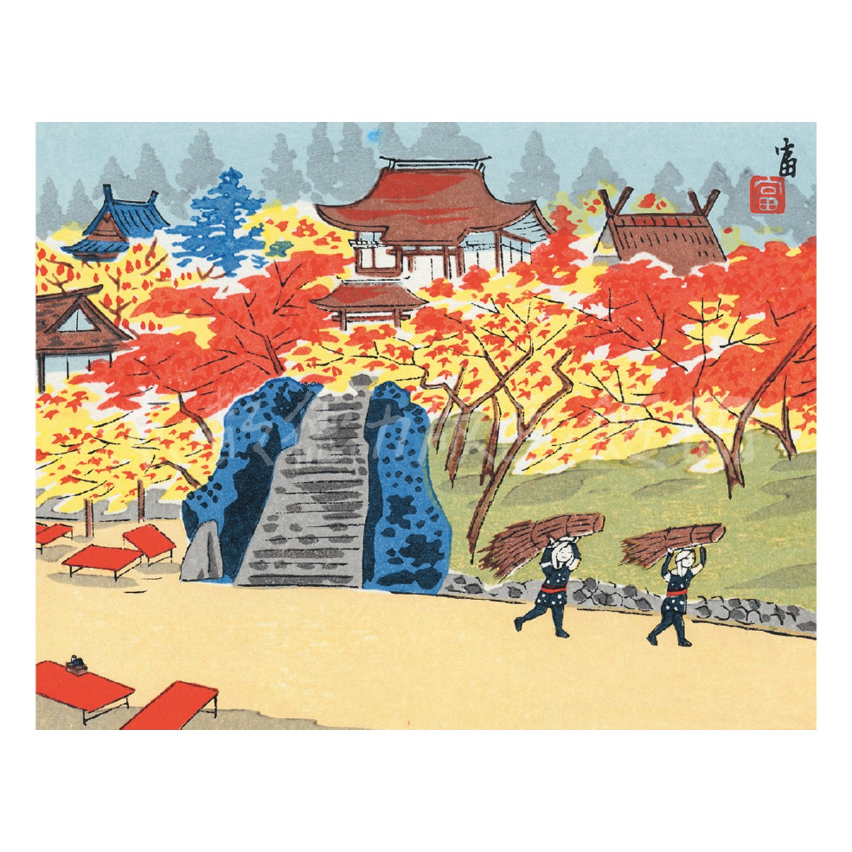 木版画　徳力富吉郎さんと思われる祇園祭宵山　彩色木版画 その他 クーポンで半額